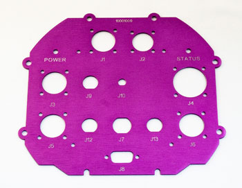 Control plate, Engineering, Laser cutting, Polishing #4 finish, Anodizing, Laser etching, Material: Aluminum